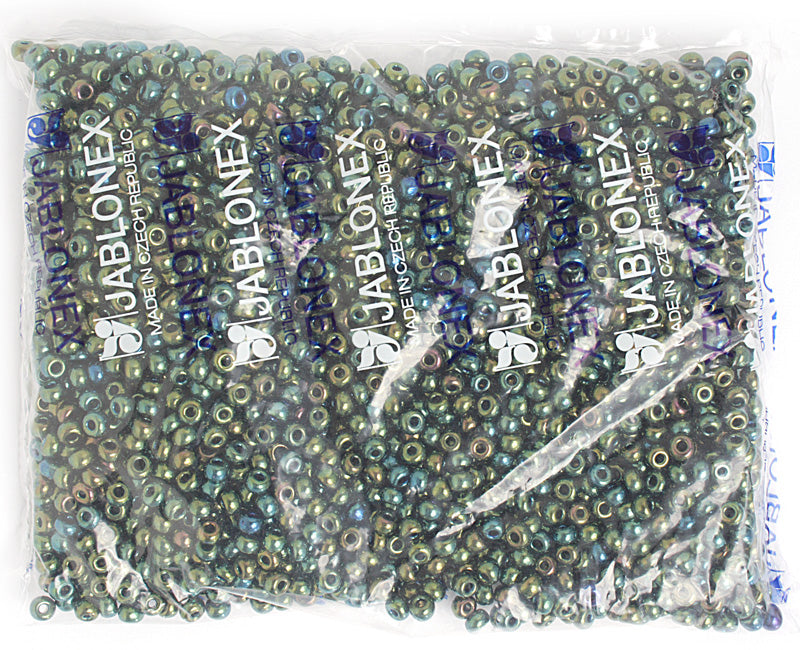 Czech Seed Beads 2/0 Opaque Green Shades