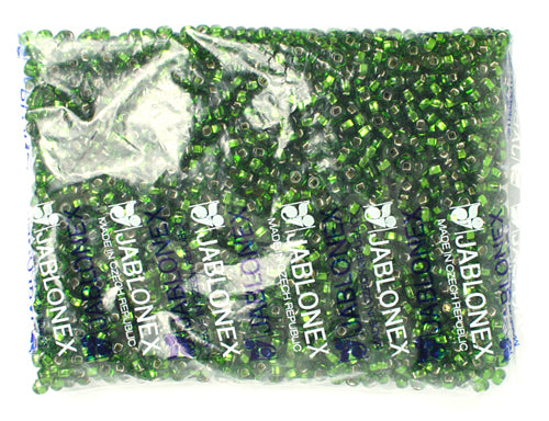 Czech Seed Beads 2/0 Color Lined Green Shades