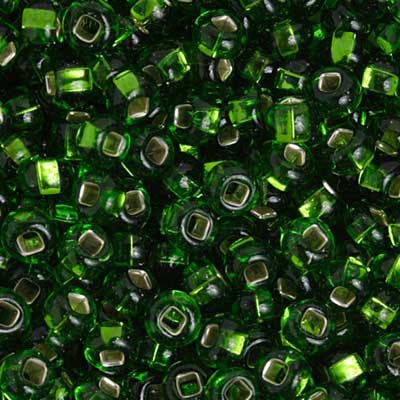 Czech Seed Beads 2/0 Color Lined Green Shades