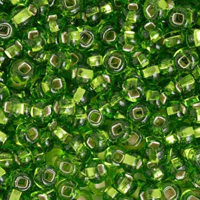 Czech Seed Beads 2/0 Color Lined Green Shades