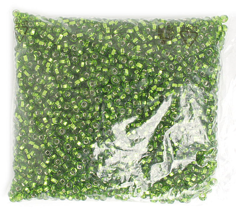 Czech Seed Beads 2/0 Color Lined Green Shades