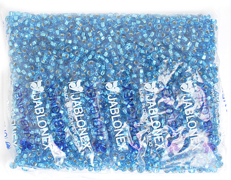 Czech Seed Beads 2/0 Color Lined Blue Shades