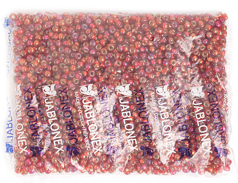 Czech Seed Beads 2/0 Color Lined Red/Pink Shades