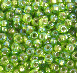 Czech Seed Beads 2/0 Color Lined Green Shades