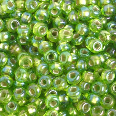Czech Seed Beads 2/0 Color Lined Green Shades