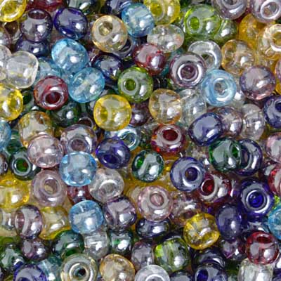 Czech Seed Beads 2/0 Transparent Crystal/Grey/Multi Shades