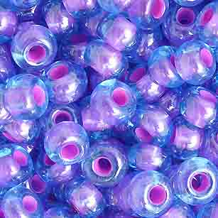 Czech Seed Beads 2/0 Color Lined Blue Shades