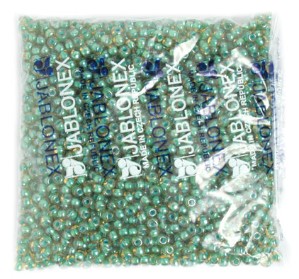 Czech Seed Beads 2/0 Color Lined Green Shades