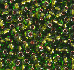 Czech Seed Beads 2/0 Color Lined Green Shades