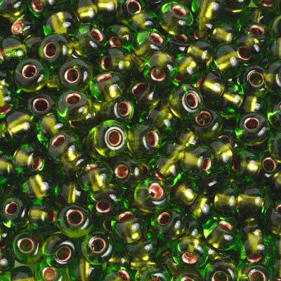 Czech Seed Beads 2/0 Color Lined Green Shades