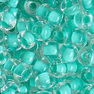 Czech Seed Beads 2/0 Color Lined Green Shades