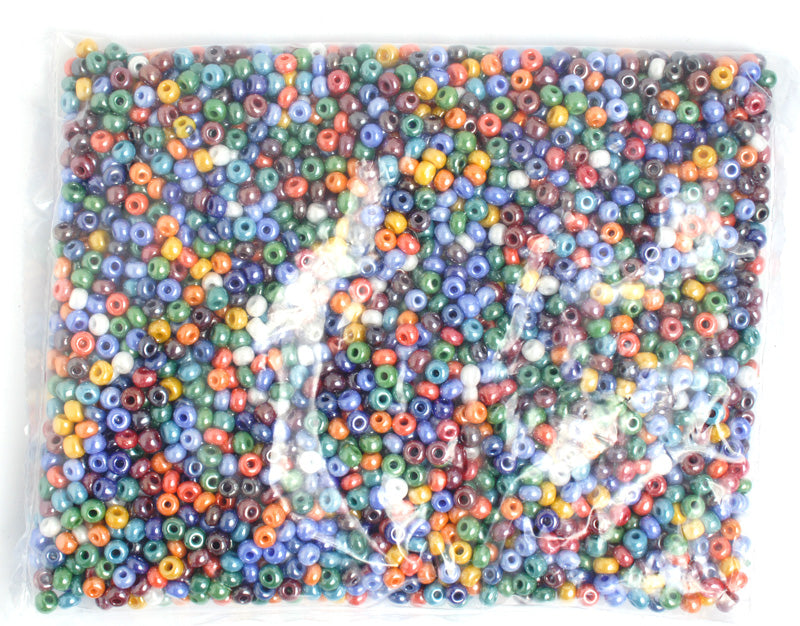 Czech Seed Beads 2/0 Opaque Black/Multi Shades