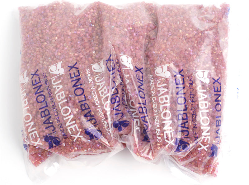 Czech Seed Beads 10/0 2-cut Pink Rainbow Natural