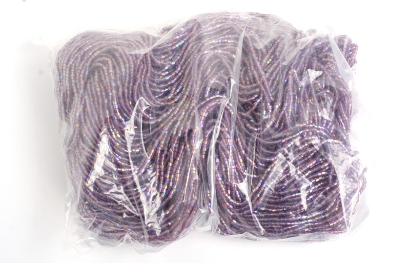 Czech Seed Beads 10/0 2-cut Transparent Aurora Borealis Strung