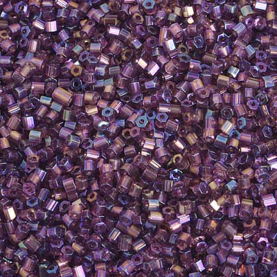 Czech Seed Beads 10/0 2-cut Transparent Aurora Borealis Strung