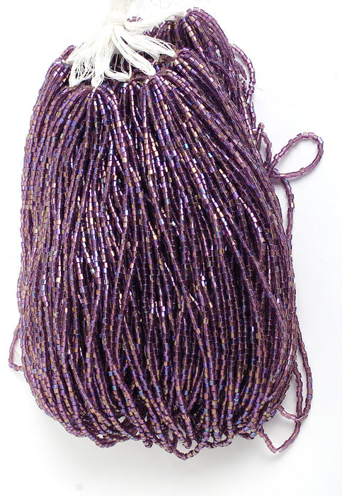 Czech Seed Beads 10/0 2-cut Transparent Aurora Borealis Strung