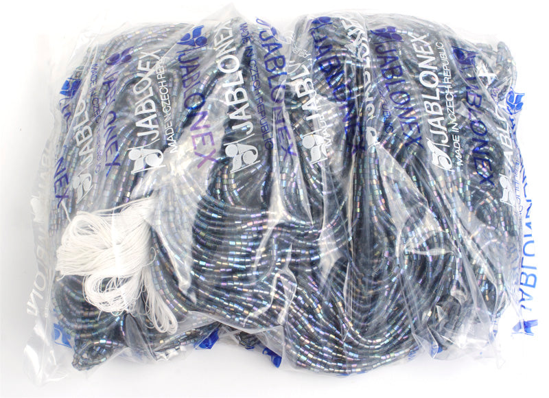 Czech Seed Beads 10/0 2-cut Transparent Aurora Borealis Strung