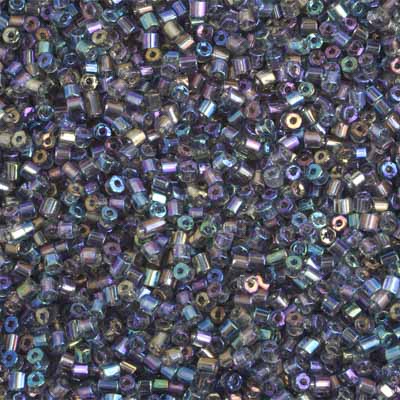 Czech Seed Beads 10/0 2-cut Transparent Aurora Borealis Strung