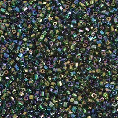 Czech Seed Beads 10/0 2-cut Transparent Aurora Borealis Strung