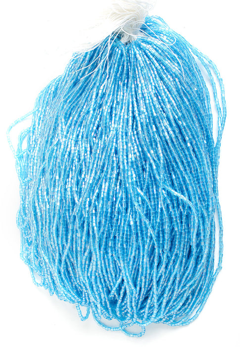Czech Seed Beads 10/0 2-cut Transparent Aurora Borealis Strung