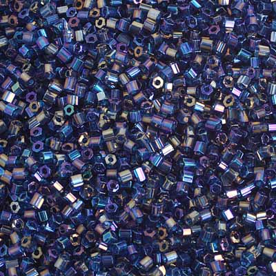 Czech Seed Beads 10/0 2-cut Transparent Aurora Borealis Strung