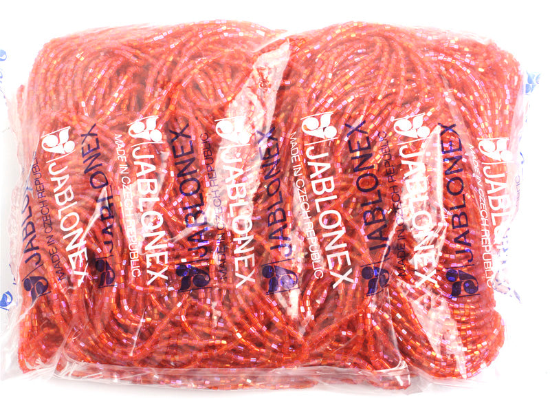 Czech Seed Beads 10/0 2-cut Transparent Aurora Borealis Strung