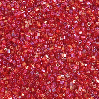 Czech Seed Beads 10/0 2-cut Transparent Aurora Borealis Strung