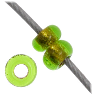 Czech Seed Beads 11/0 Transparent Green Copperlined