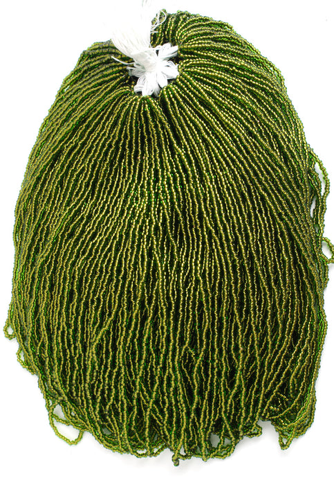 Czech Seed Beads 11/0 Transparent Green Copperlined