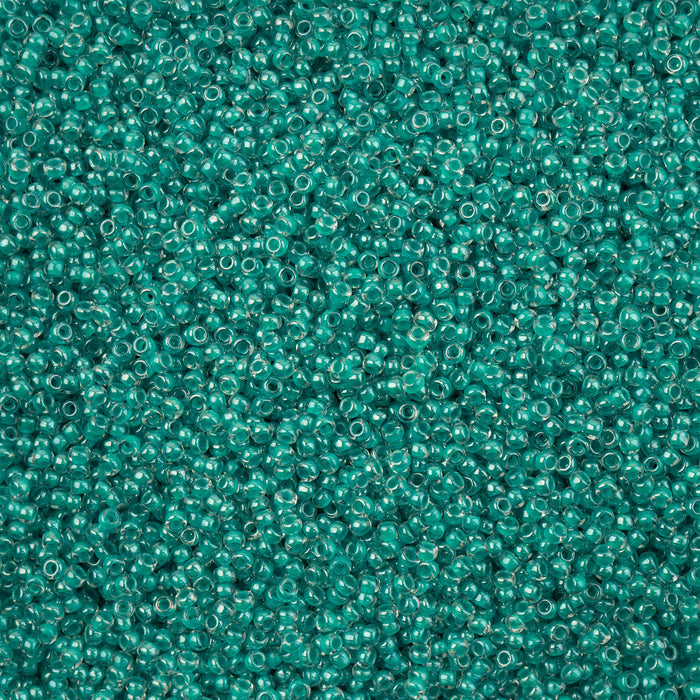 Czech Seed Bead 23g Vial 11/0 Color Lined Crystal Green Luster