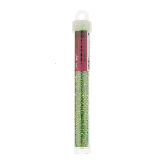 Czech Seed Bead 23g Vial 11/0 Transparent Chartreuse Green AB