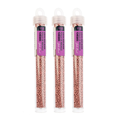 Czech Seed Bead 11/0 Vial Pink Flamingo Terra Metallic Matt apx24g