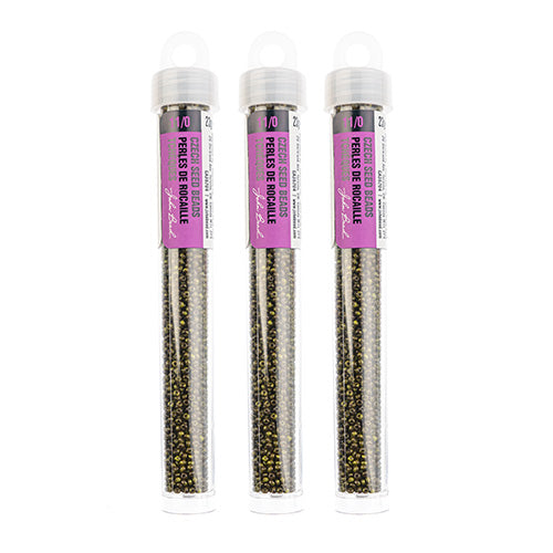 Czech Seed Bead 11/0 Vial Opaque Travertine on Black apx24g