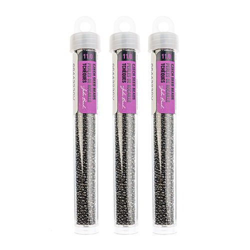 Czech Seed Bead 11/0 Vial Crystal Luster Grey apx24g