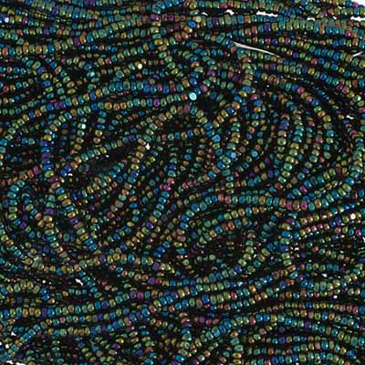 Czech Seed Beads 13/0 Cut Opaque Aurora Borealis Strung