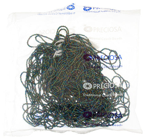 Czech Seed Beads 13/0 Cut Opaque Aurora Borealis Strung