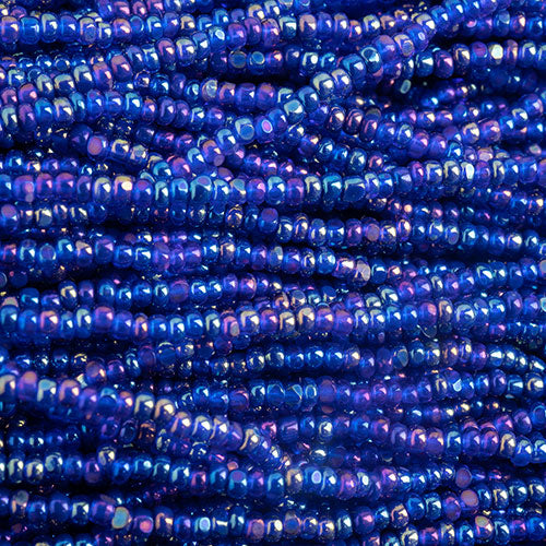 Czech Seed Beads 13/0 Cut Transparent Aurora Borealis Strung