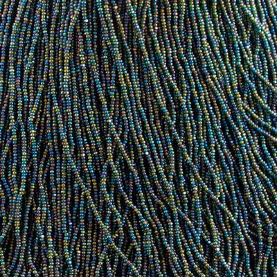Czech Seed Beads 13/0 Cut Transparent Aurora Borealis Strung