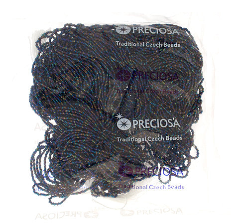 Czech Seed Beads 13/0 Cut Opaque Aurora Borealis Strung