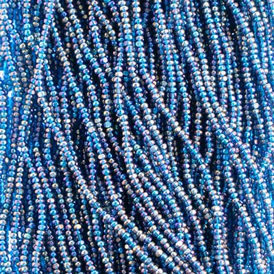 Czech Seed Beads 13/0 Cut Transparent Aurora Borealis Strung