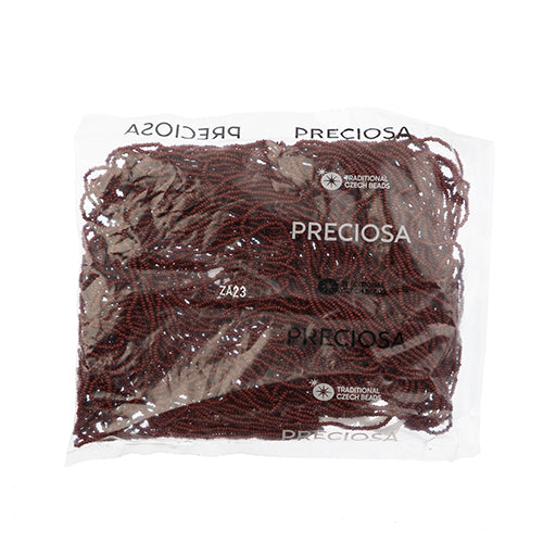 Czech Seed Bead 13/0 Cut Opaque Medium Brown Strung
