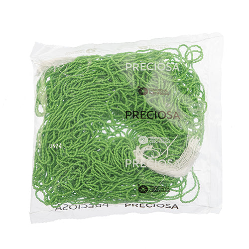 Czech Seed Bead 13/0 Cut Opaque Light Green Strung