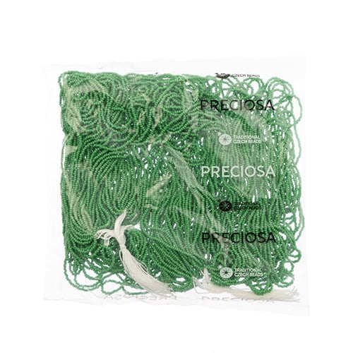 Czech Seed Bead 13/0 Cut Opaque Medium Green Strung