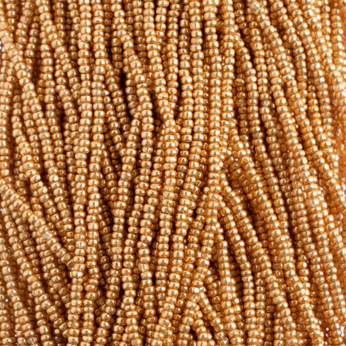 Czech Seed Beads 8/0 Cut Metallic Gold Strung