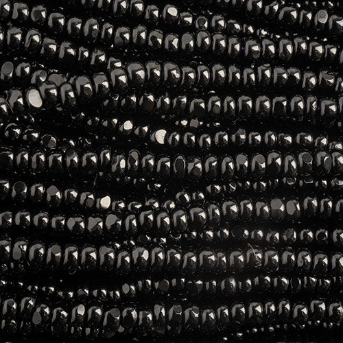 Czech Seed Beads 8/0 Cut Opaque Black Strung