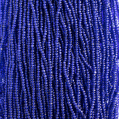 Czech Seed Beads 8/0 Cut Silver Lined Royal Blue Strung