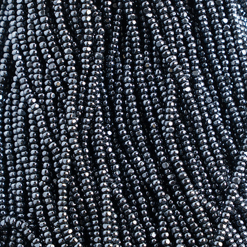 Czech Seed Beads 8/0 Cut Gunmetal Strung