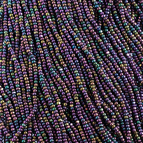 Czech Seed Beads 8/0 Cut Purple Aurora Borealis Strung
