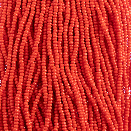 Czech Seed Beads 8/0 Cut Opaque Red Strung