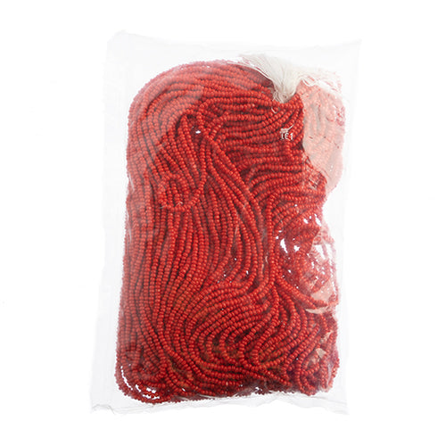 Czech Seed Beads 8/0 Cut Opaque Red Strung